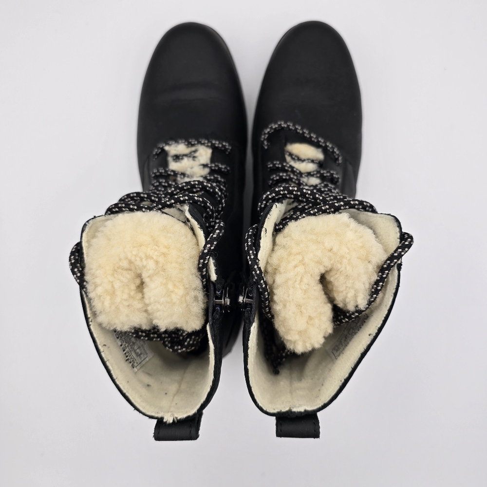 Sorel Emelie Short Lace-Up Cozy Waterproof Leather Boots, Women's 9, Black - Picture 9 of 16